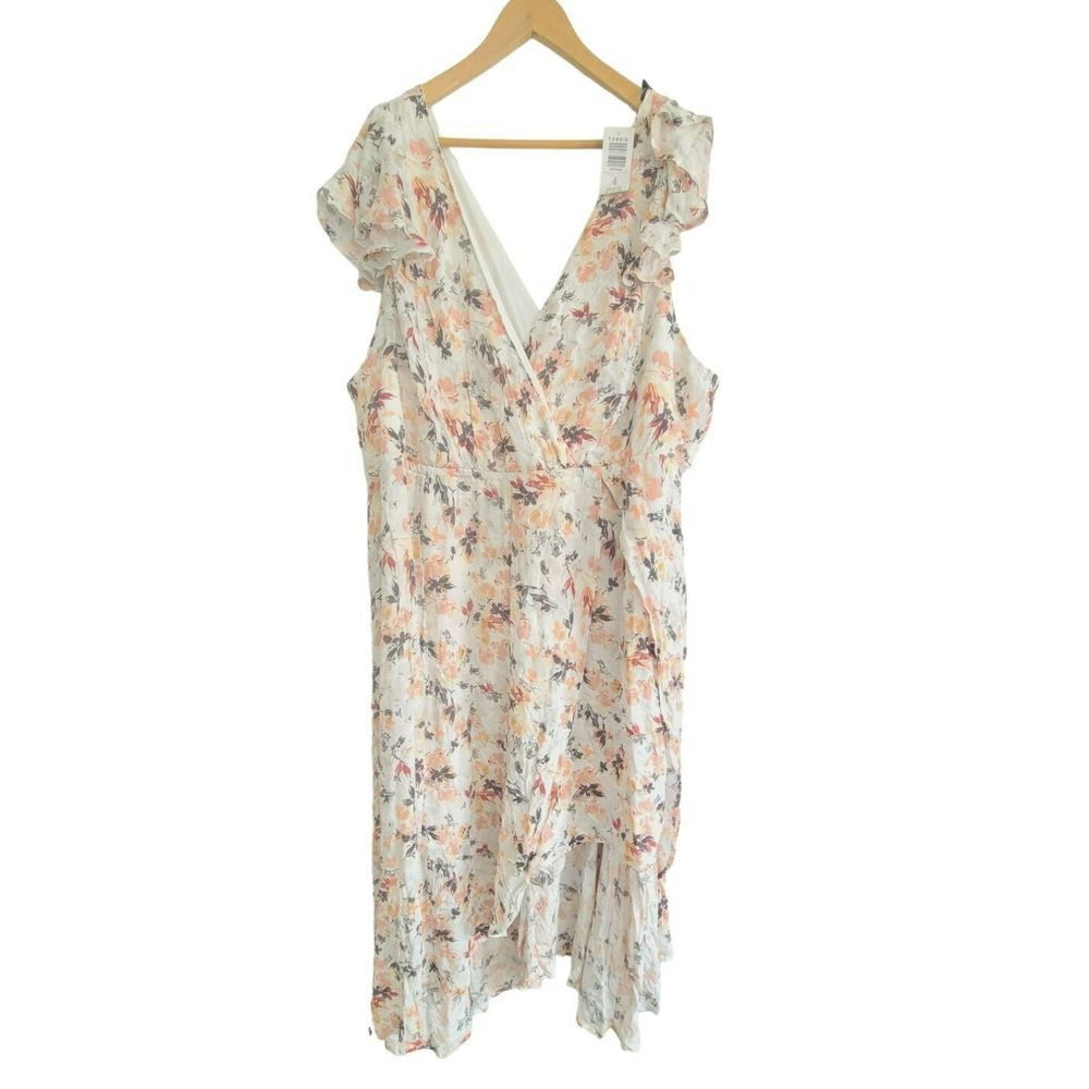 Torrid Dress Maxi Floral V Neck Gauze Short Sleeve Boho Dress‎ Size 5